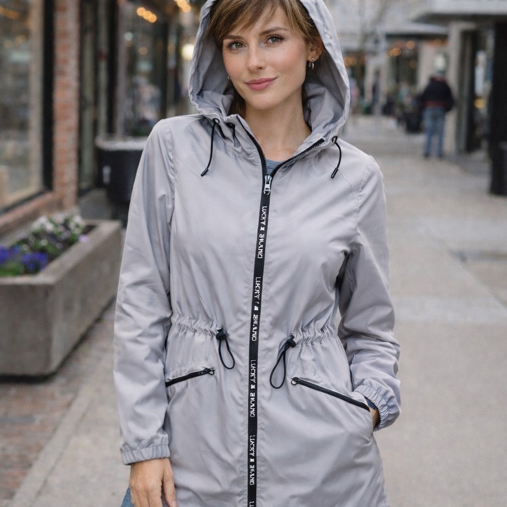 Lucky Brand Hooded Windbreaker Rain Jacket | Lightweight Utility Travel Coat